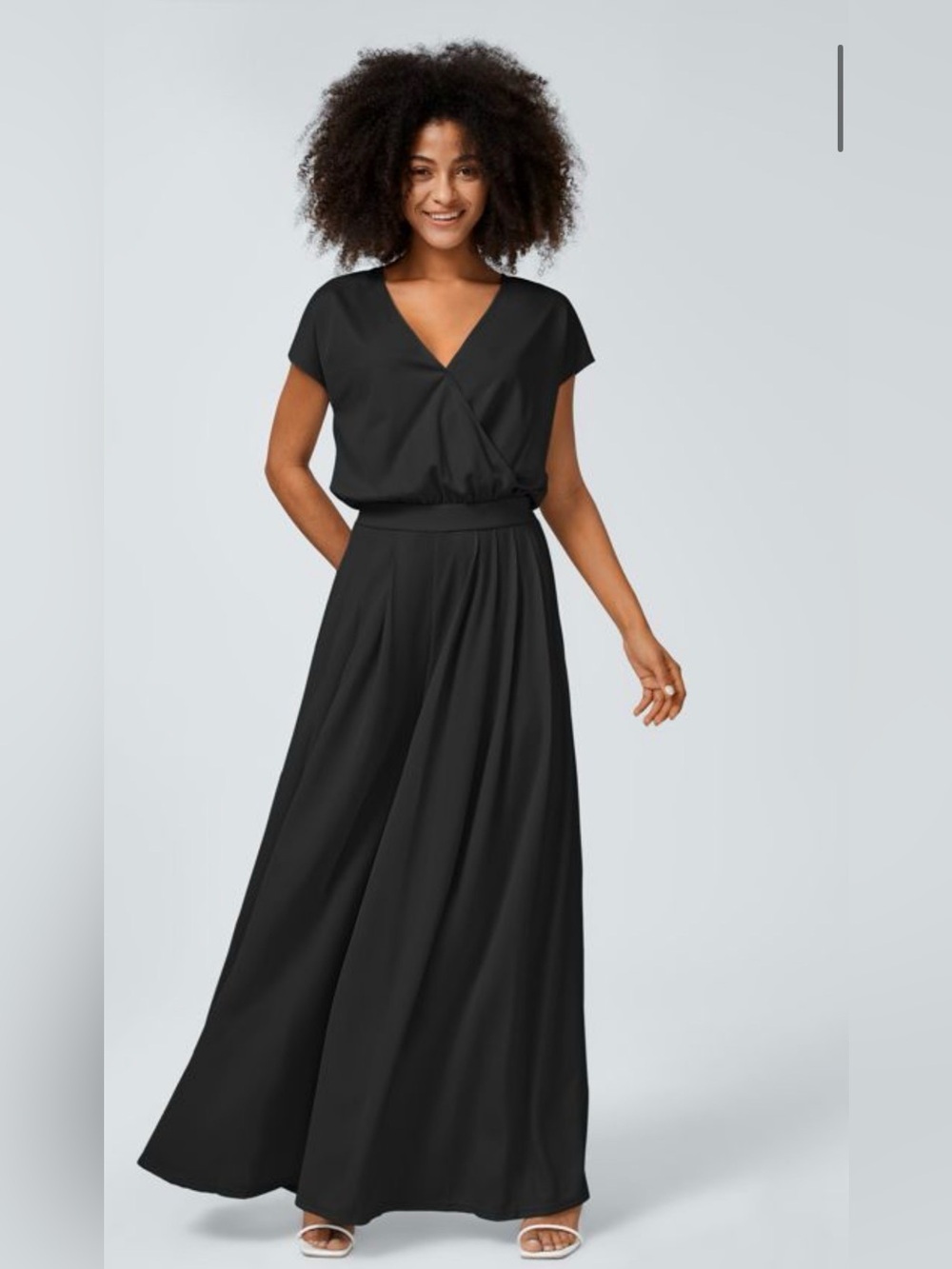 Halara V Neck Wide Leg Flowy Waffle Jumpsuit NEW Black Extra Small XS